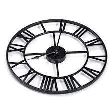 At 26 inches and larger, our extra large wall clock designs are certainly big, but the most oversized part of all is the stylish look they bring to common areas like family rooms and great rooms. 40 60cm Large Metal Skeleton Roman Numeral Wall Clock Black Round Shape Alexnld Com