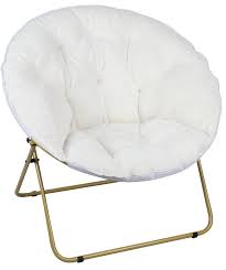 Mainstays Oversized Plush Saucer Chair White Walmart Com In 2020 Saucer Chairs Fluffy Chair Cozy Chair Bedroom