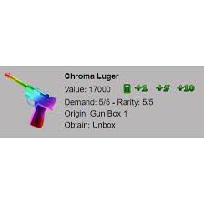 The luger is a reference to the golden gun from the james bond series. Other Mm2 Chroma Luger Ingame Gegenstande Gameflip