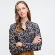 Also set sale alerts and shop exclusive offers only on shopstyle. J Crew Silk Button Up Shirt In Botanical Cheetah Print In Navy Leopard Blue Lyst