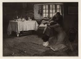 Frank BRAMLEY Antique 1800s Etching "sadness of Seafarers Wife" SIGNED  Professionally Framed COA