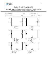Determine the equivalent (total) resistance for each of the following circuits below. Chapter 3 Natef Series Circuit Task Sheet 1 Pdf 3 Series Circuit Task Sheet 1 Meets Natef Task A6 A 5 Diagnose Electrical Electronic Integrity For Course Hero