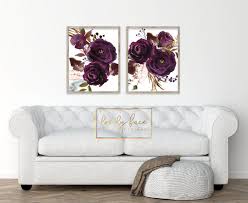 Plum Watercolor Flower Wall Art Watercolor Floral Bedroom Etsy Flower Wall Art Floral Bedroom Flower Wall