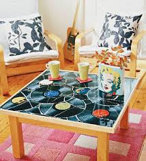 How To Make A Table Top Out Of Records Better Homes And Gardens Yahoo 7 Vinyl Record Crafts Record Crafts Vinyl Record Projects