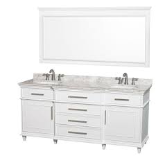 Wyndham Collection Berkeley 72 In Double Vanity In White With Marble Vanity Top In Carrara White Oval Sink And 70 In Mirror Wcv171772dwhcmunrm70 The Home D Double Vanity Bathroom White Vanity