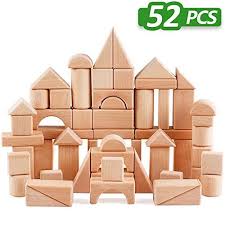 Wooden Blocks Iplay Ilearn Wood Block Set Natural Wooden Stacking Cubes Blocks 52 Pcs Wooden Building Blocks Wooden Buildings Wooden Toys Design