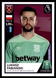 Łukasz marek fabiański (born 18 april 1985) is a polish professional footballer who plays as a goalkeeper for premier league club west ham united. Lukasz Fabianski West Ham United Premier League 2021 Sticker 586