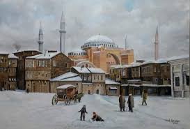 Karli Bir Kis Gunu Ayasofya 19 Yy Tablo Yagliboya 65x90cm Manzara Tablolar Resim