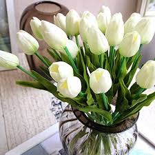 Not just for springtime affairs, discover 16 tulip wedding bouquets perfect for any season. Amazon Com Supla 20 Heads Artificial Flowers Real Touch Tulips In White Wedding Bouquets Flowers Fake Tulips Pu Tulips Flowers Arrangement Bouquet Home Room Centerpiece Party Wedding Decor Vase Not Included Home