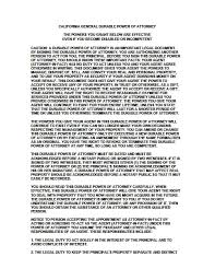 The person authorizing the other to act is the principal, grantor, or donor (of the power). California General Financial Power Of Attorney Form Power Of Attorney Power Of Attorney