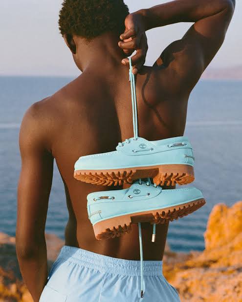 The Jacquemus x Timberland Lug Boat Shoe in Lagoon Blue, AI generated