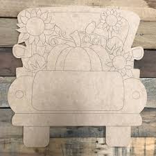 Fall Truck Unfinished Wood Cutout Paint By Line Wood Cutouts Wooden Cutouts Wood Hangers