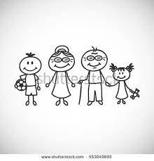Vector Illustration Of Grandparents With Grandchildren Cartoon Doodle Family Doodle Cartoon Doodle Doodles