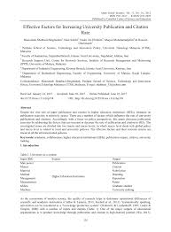 Know more about them at college wikipedia. Pdf Effective Factors For Increasing University Publication And Citation Rate