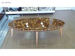 Dogal Ahsap Dekoratif Orta Sehpa Ahsap Masa Odun Dekor