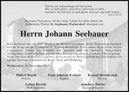 Traueranzeigen von Johann Seebauer
