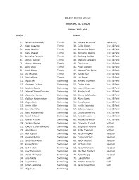 GOLDEN EMPIRE LEAGUE ACADEMIC ALL LEAGUE SPRING 2017-2018 DIXON DIXON 1.  Catherine Alvarado Tennis 38. Natalie Victorine Swi