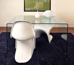 The desk seems to be stable/sturdy. Viva Modern Arch Dining Table Desk Glass Contemporary Dining Room Furniture Ultra Modern
