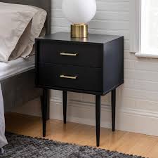 Walker Edison Furniture Company 2 Drawer Mid Century Modern Side Accent Table Black Hdf20oli2dsb The Home Depot In 2020 Mid Century Modern Side Table Modern End Tables White Side Tables