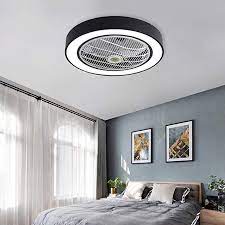 20 Ceiling Fan With Light Led Remote Control 3 Color Dimmable Invisible Bladeless Metal Acryl Living Room Ceiling Fan Low Ceiling Bedroom Ceiling Fan Bedroom