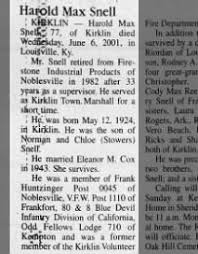 Obituary for Harold Max Snell