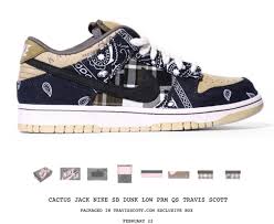 The travis scott x dunk low sb shows off a unique patchwork motif on the upper, featuring a tan leather base with plaid quarter panels and paisley print overlays, the latter made to tear away to reveal hidden elephant print underneath. Nike Sb Twitter Online