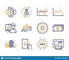 money exchange new star and growth chart icons set bitcoin