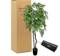 CYPRESS & ALABASTER Handmade 6 ft. Artificial Wisteria Tree in Home Basics Plastic Pot Made with Real Wood and Moss Accents 38400