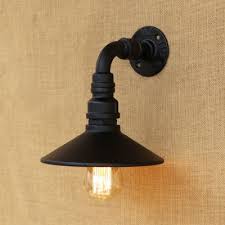 Vanity lighting (8 items found). Industrial Wall Sconce With Cone Metal Shade In Pipe Style Black Beautifulhalo Com