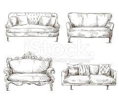 Set Of Sofas Drawings Sketch Style Vector Illustration Eps 10 Sofa Drawing Drawing Furniture Drawing Sketches