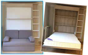 lit escamotable avec banquette coffre coloris blanc associe avec un tissus anthracite amenagement d une lit escamotable canape lit escamotable lit rabattable