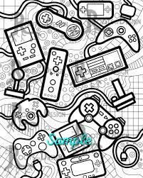 Valentine's day coloring pages from hallmark. Instant Download Coloring Page Video Game Controllers Zentangle Inspired Doodle Art Gam Video Game Coloring Pages Video Game Controller Video Game Drawings
