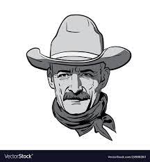Man Face With Cowboy Hat Western Portrait Vector Image Sponsored Cowboy Hat Man Face Ad Face Illustration Portrait Cartoon Cowboy Hat Drawing