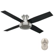 Hunter fan 54 in casual brushed nickel ceiling w light kit remote control 52 finish 64 inch nobel bronze with and sonic chrome 132cm home commercial heaters ventilation fans uk carera drop rod 185 watt for cc5c90c40 contemporary a led noble regal 3 fitter low profile fresh white dante 112cm lights. Hunter Dempsey 52 In Low Profile No Light Indoor Brushed Nickel Ceiling Fan With Remote Control 59247 The Home Depot