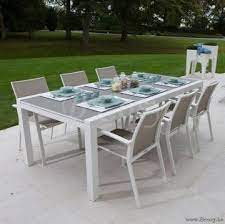 gescova azur lugano table de repas jardin rectangulaire extensible escamotable aluminium blanc rallonge plateau en verre trempe d tavolo giardino tavoli tavolo