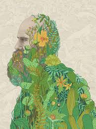 Darwin And Plants Evolution Art Science Illustration Editorial Illustration