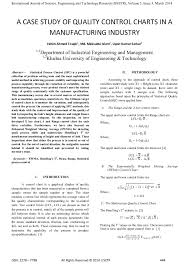 A Case Study Of Quality Control Charts In A Manufacturing