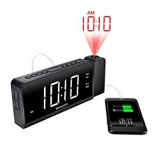 Shanlonyi Projection Alarm Clock Radio With Am Fm Time Projector Usb Charging For Mobile Phone Large 7 Alarm Clock Projection Alarm Clock Radio Alarm Clock