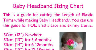 Ani Wasabi Craft Supplies Baby Headband Sizing Chart