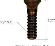 13 - Plow Bolt & Nut for Blades/Cutting Edge, 5/8-11x2 1/4 - Grade 8, Dome  Head
