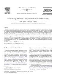 Pdf Biodiversity Indicators The Choice Of Values And Measures