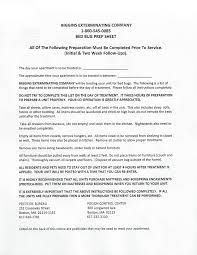 Information for pest management companies. Bed Bug Prep Sheet Biggins Exterminating