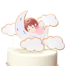Novelty decorations by fun photo cakes. Ins Angel Baby Happy Birthday Cake Topper Moon Birthday Cupcake Topper Supplies For Boys Girls Birthday Party Cake Decorations Buy At The Price Of 1 09 In Aliexpress Com Imall Com