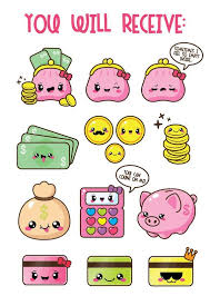 Kawaii Clipart Money Clipart Budget Clipart Kawaii Coin Clipart Bank Card Clipart Piggy Bank Clipart Commercial Use Kawaii Clipart Kawaii Doodles Cute Kawaii Drawings