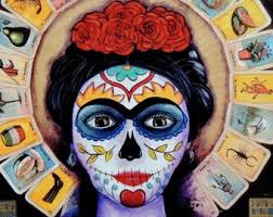 Dia de los Muertos Art, Frida Kahlo Matted Print, Mexican Folk Art, Loteria  Card Art, Southwestern Art Gift