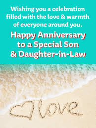 We wish the happiest anniversary to you and your precious wife. Enjoy This Milestone Happy Anniversary Card For Son And Daughter Birthday Greeting Cards By Davia