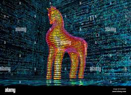 Concept de sécurité informatique, un cheval de Troie dans l'environnement  électronique Photo Stock - Alamy