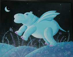 A Flying Hippo Cute Hippo Whimsical Art Art