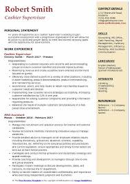 cashier supervisor resume samples