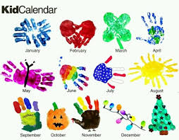 Different Finger Painting Crafts For Each Month Make A Calendar For A Christmas Gift To Send Home With Kids Handprint Crafts Kids Calendar Preschool Crafts